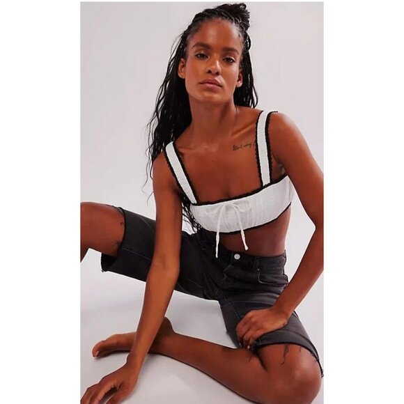 Free People Smocked White Black Micro Cami
Bralette Crop Top Sz S NWT - Picture 6 of 6